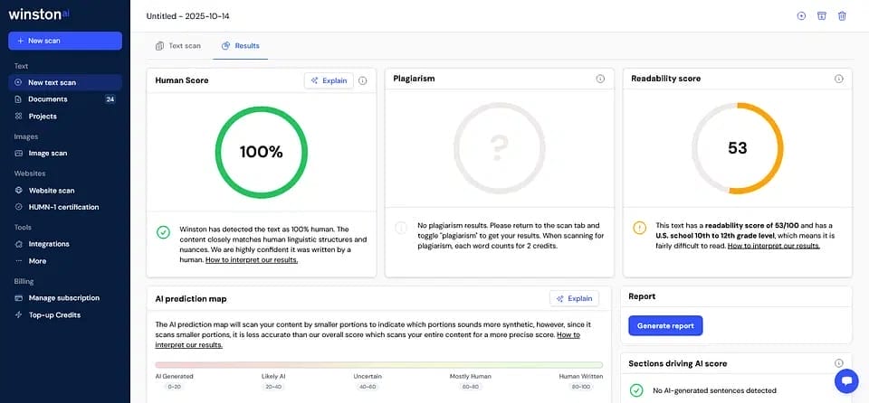 tableau de bord winston ai