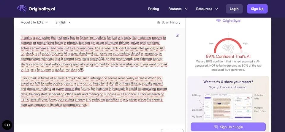 upass sur originality.ai