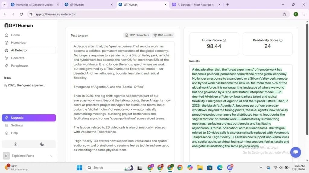 Resultados de IA de GPTHuman BypassAI