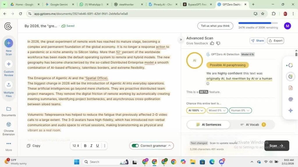 Resultados de GPTZero StealthWriter
