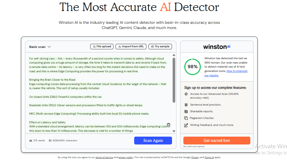 winston ai human score