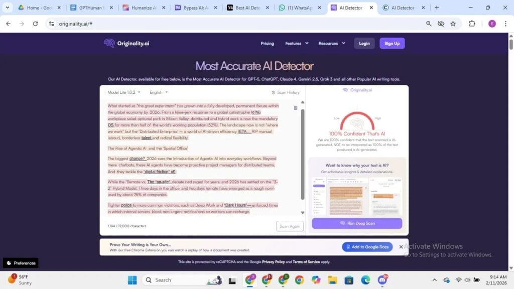 Resultados de Originality AI 5
