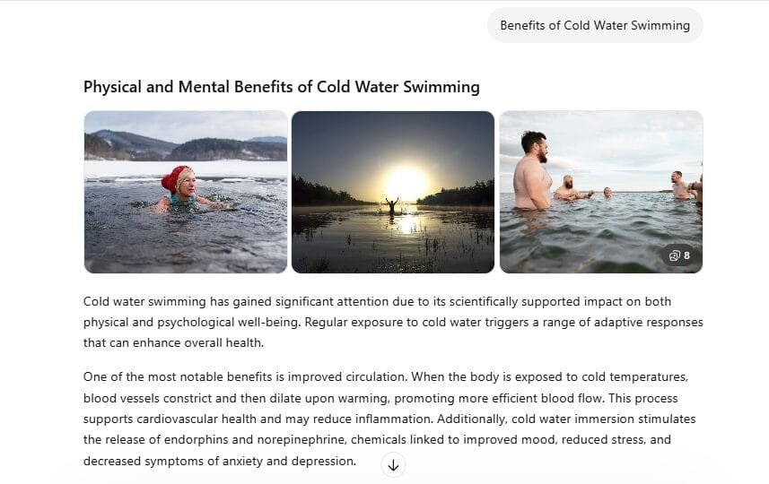 ChatGPT-generated blog post about benefits of cold water swimming