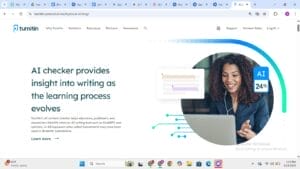 Turnitin AI detection score showing 24% AI probability on the Turnitin landing page