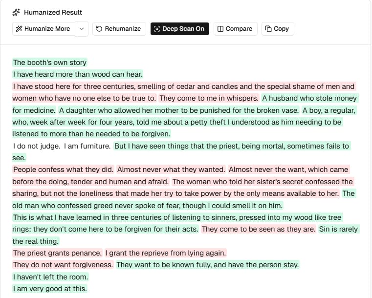 StealthWriter AI humanizer - test run interface